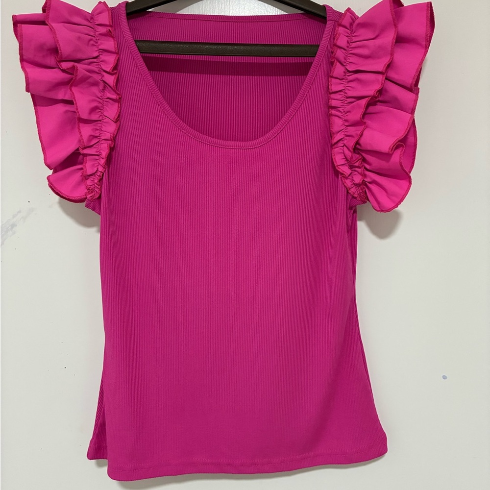 Pink Ruffle Sleeve Top